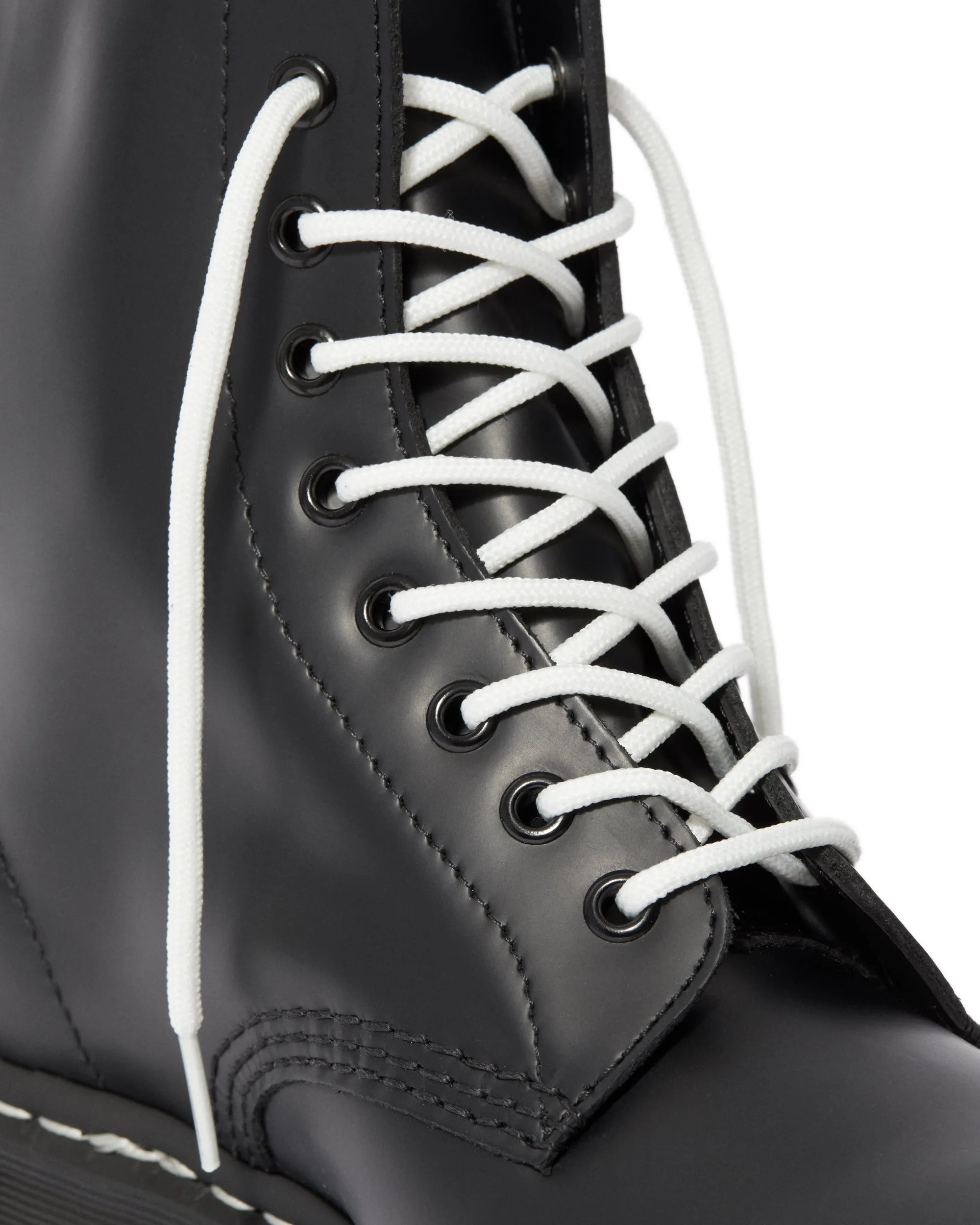 1460 White Stitch Black Smooth Boot