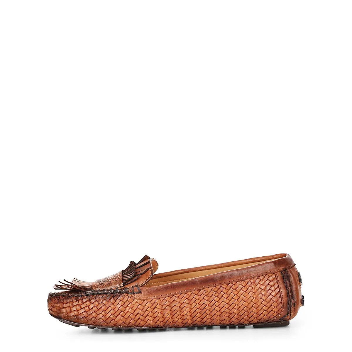 3J3TEPI - Cuadra brown fashion casual woven leather flat drivers for women