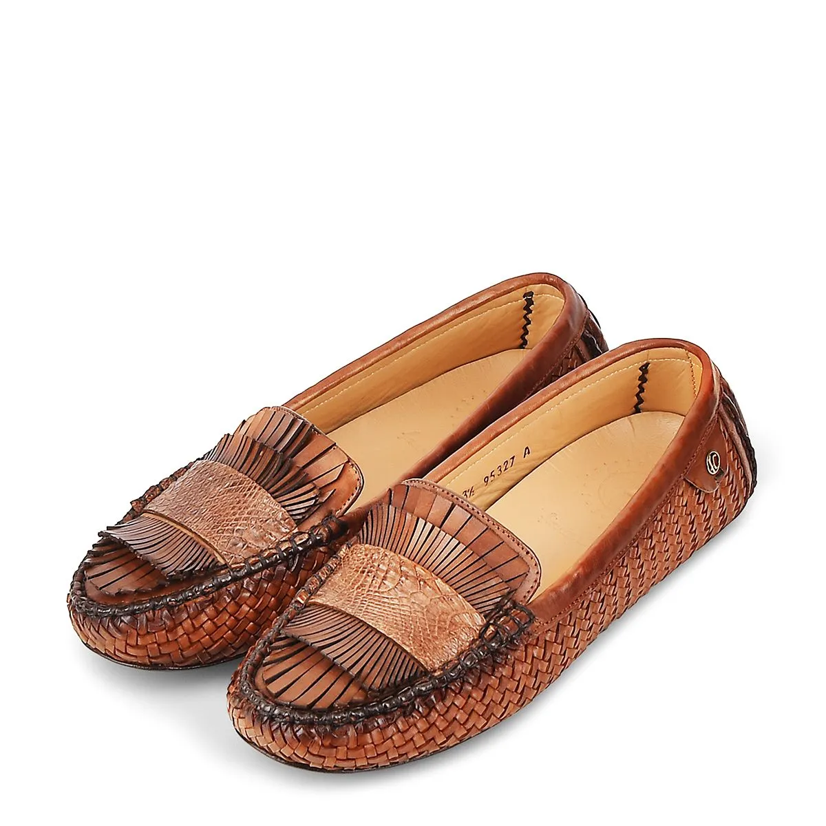 3J3TEPI - Cuadra brown fashion casual woven leather flat drivers for women