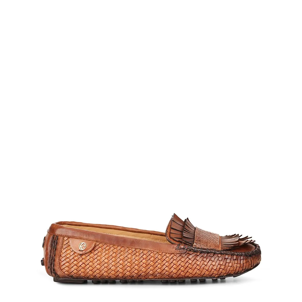 3J3TEPI - Cuadra brown fashion casual woven leather flat drivers for women