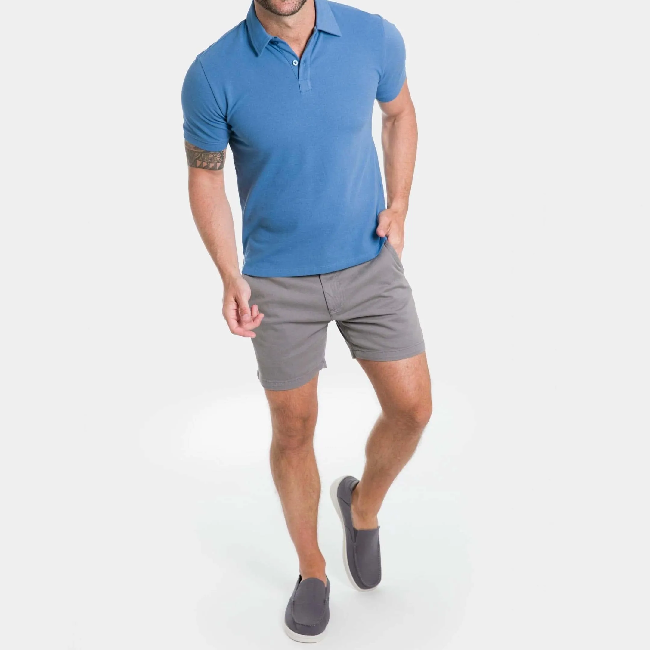 5" Grey Lightweight Stretch Chino Short