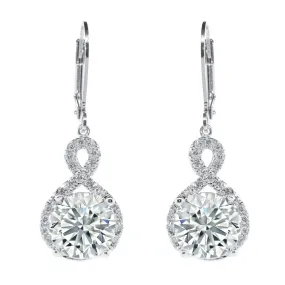 Alessandra 18k White Gold Plated Infinity Drop Dangle Earrings with CZ Crystals