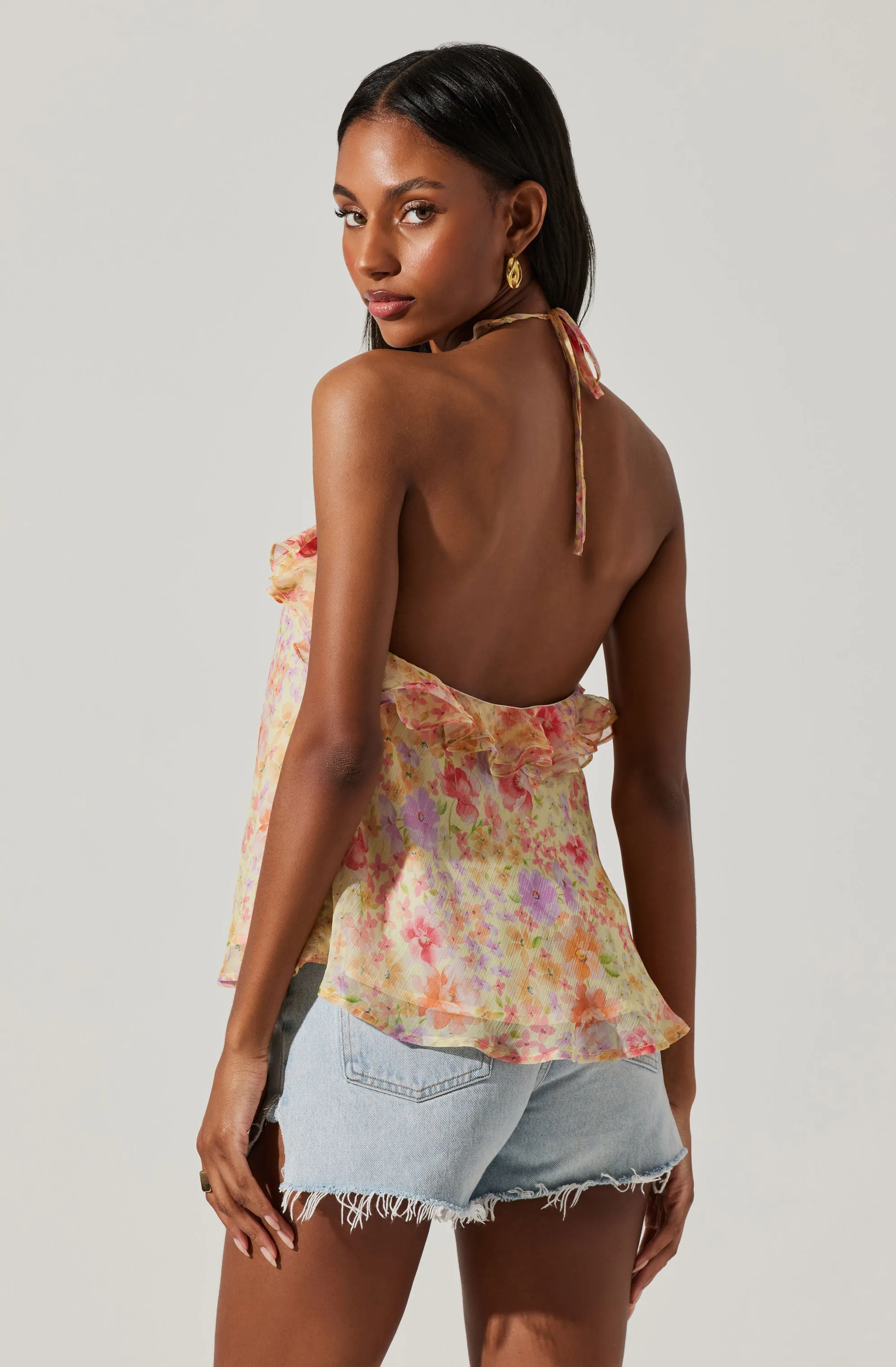 Alix Floral Rosette Halter Top