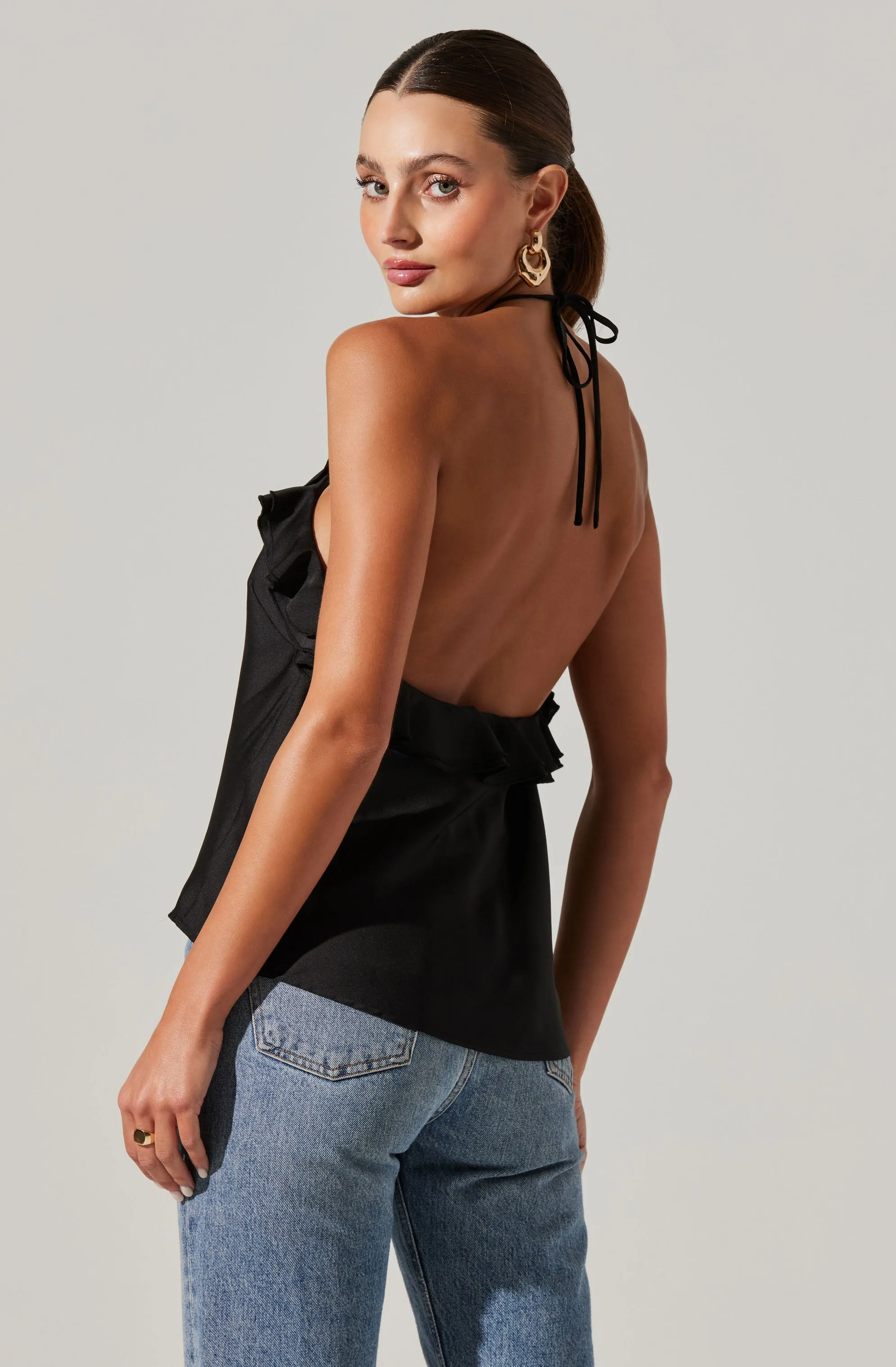 Alix Rosette Halter Neck Top