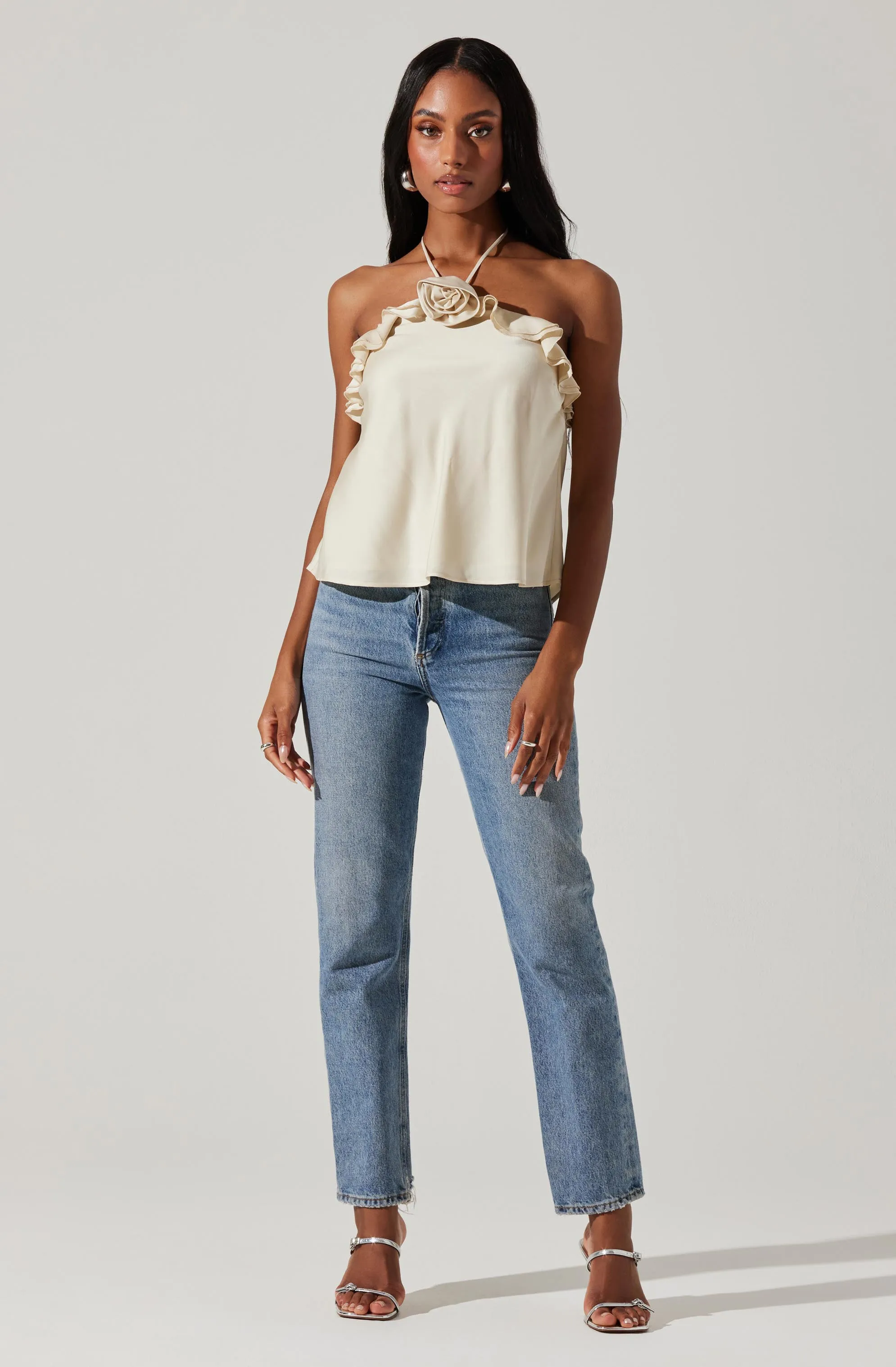 Alix Rosette Halter Neck Top