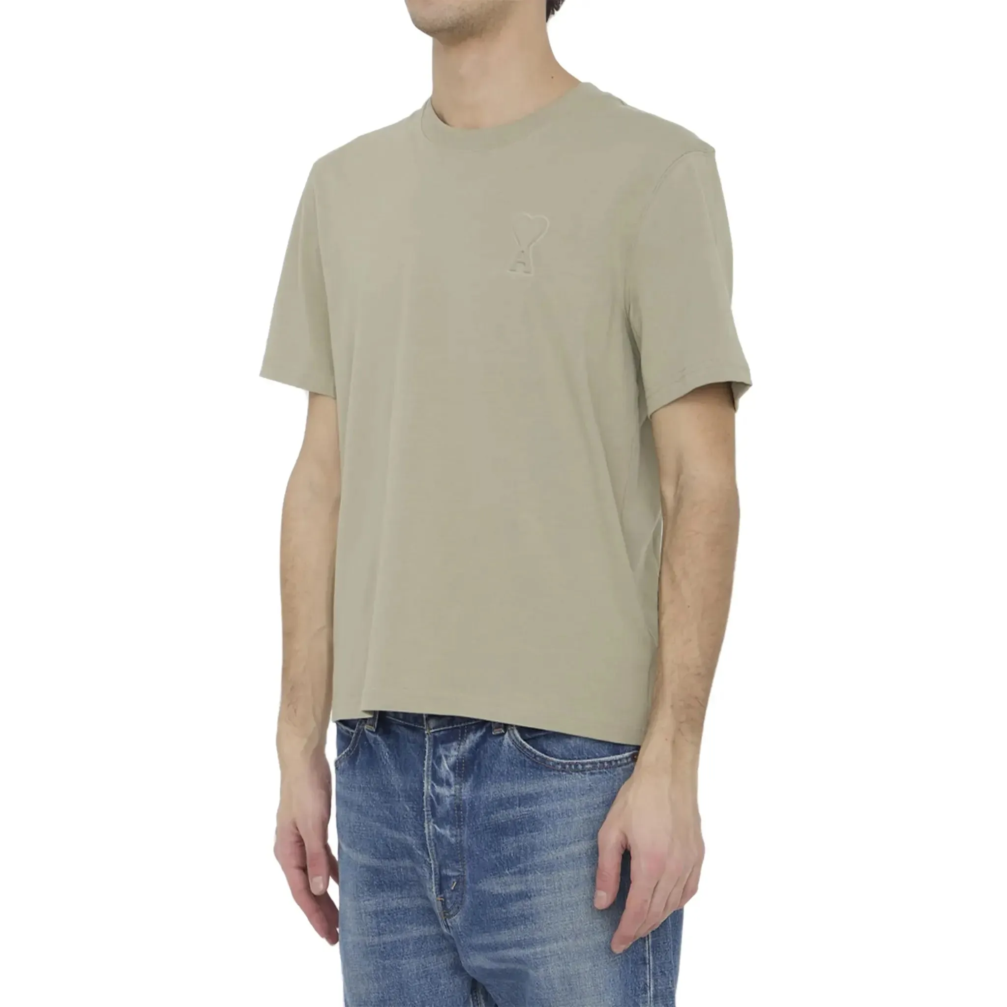 Optimized title: Ami Paris Mens Cotton Beige T-Shirt - Stylish and Comfortable Everyday Wear