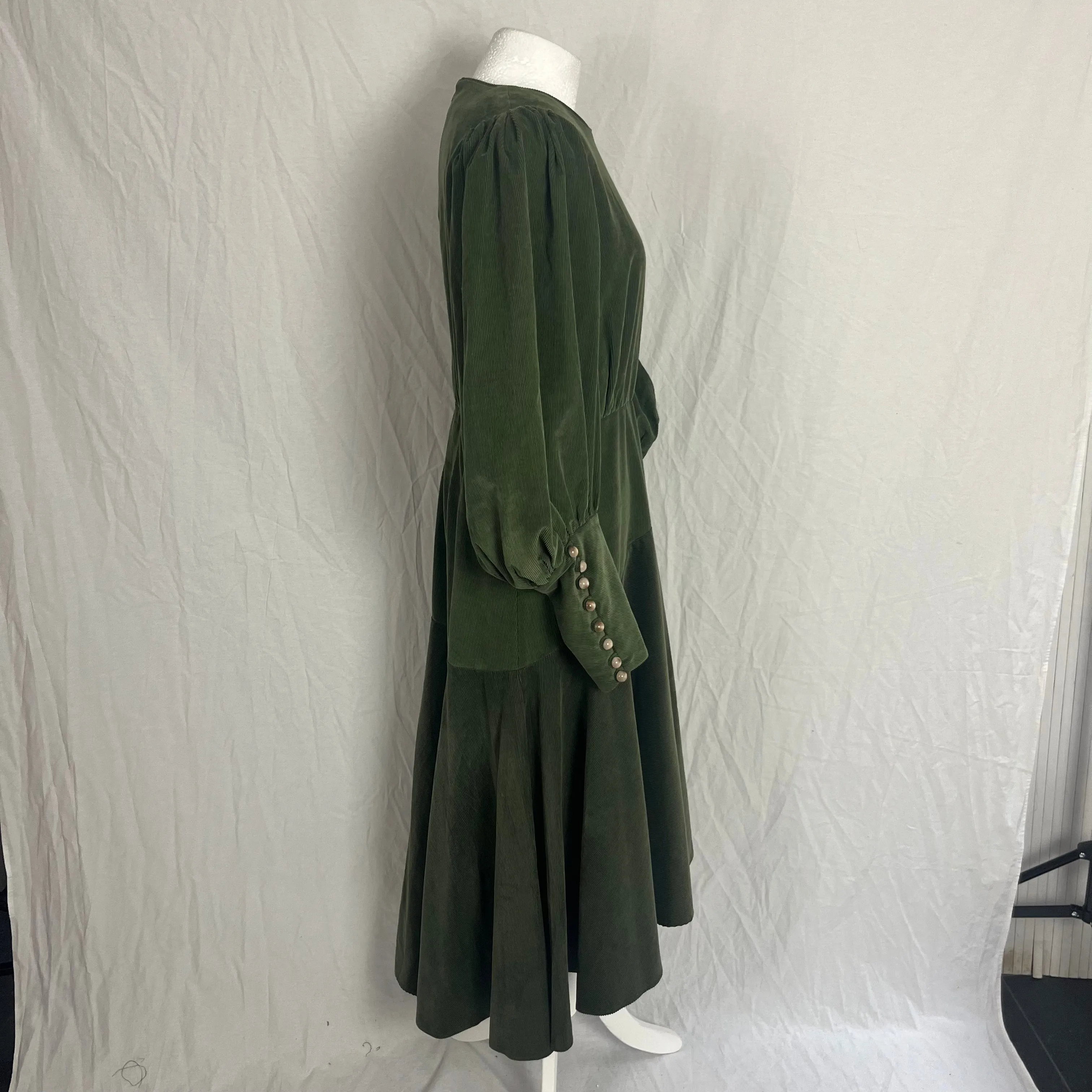 Anna Mason Olive Corduroy Maxi Dress S