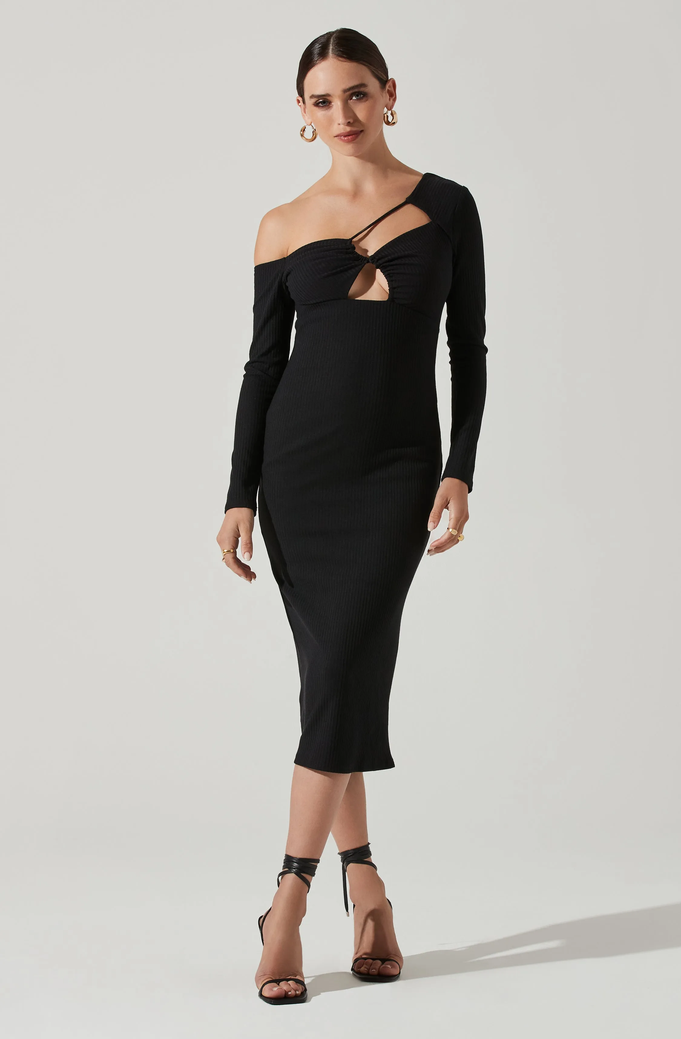 Asymmetrical Bust Cutout Midi Dress