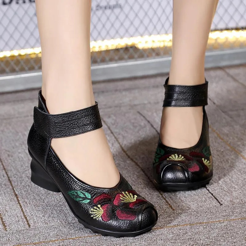 BABAKUD Spring Autumn Ethnic Style Handmade Embroidered Retro Shoes