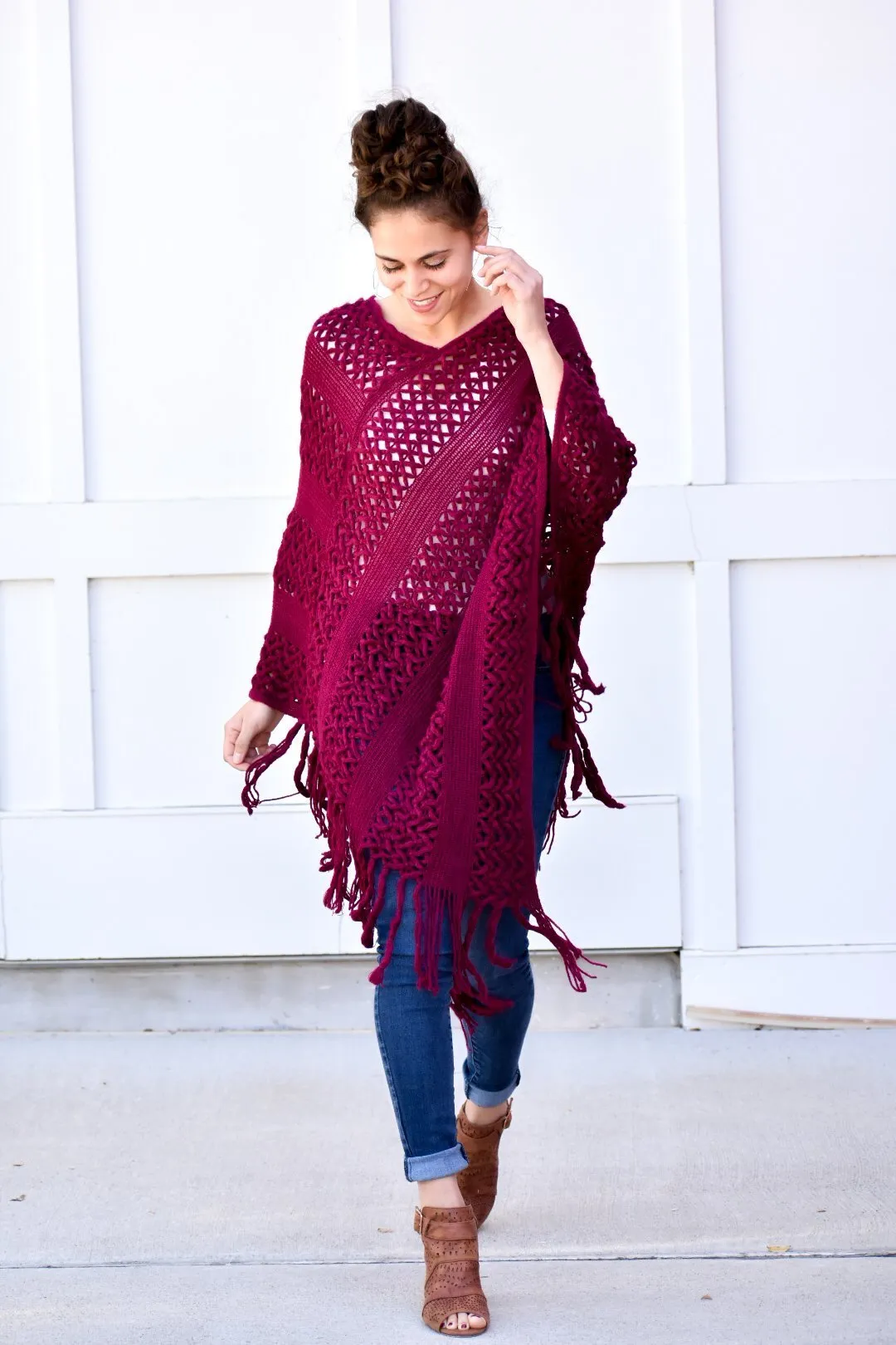 Better Burgundy Knit Poncho