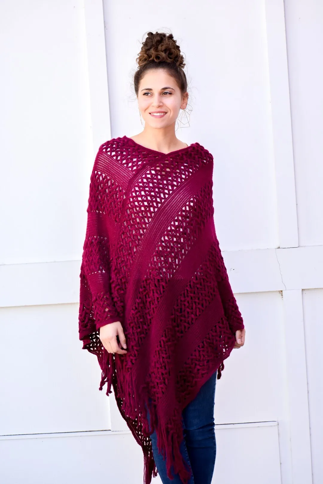 Better Burgundy Knit Poncho