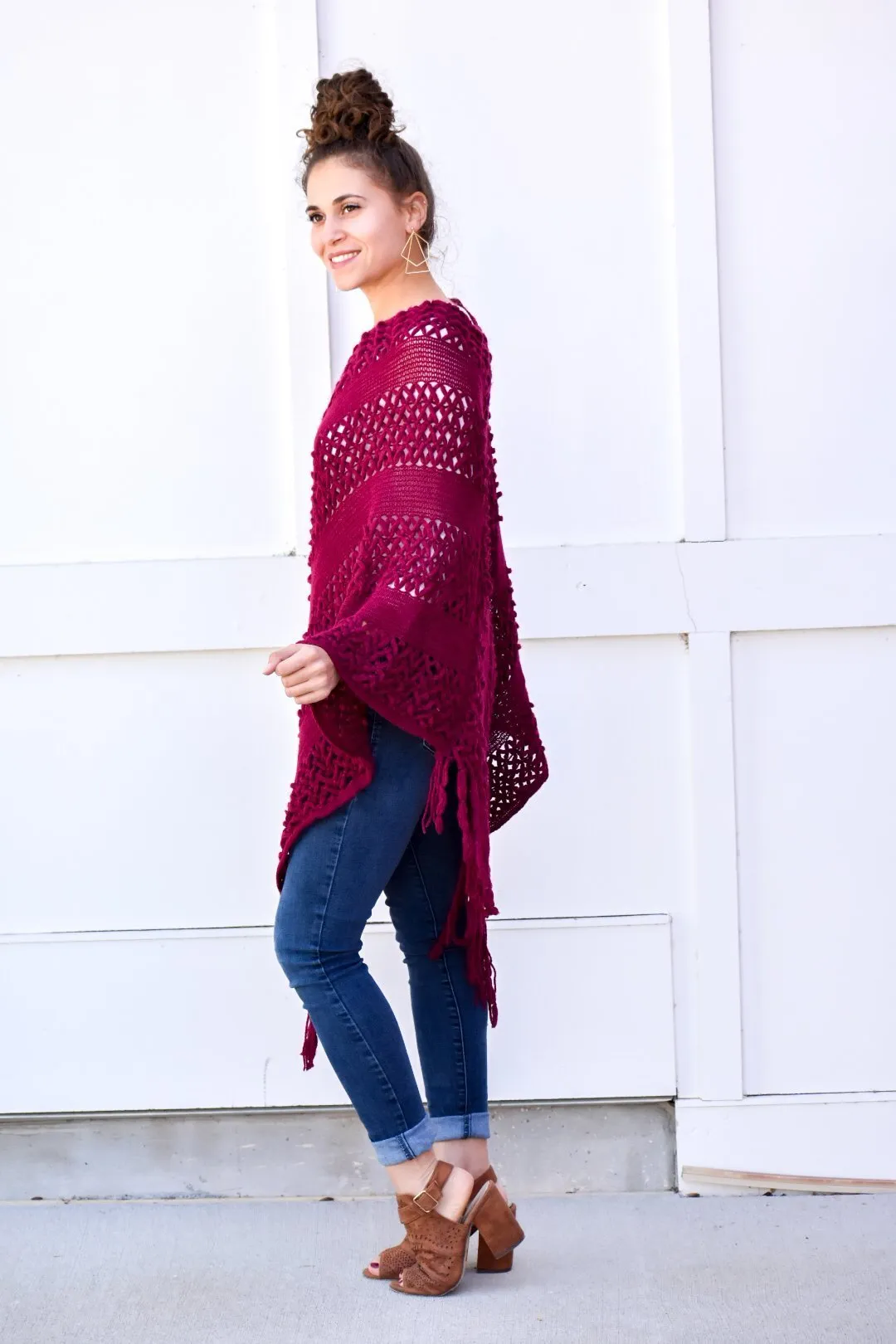 Better Burgundy Knit Poncho