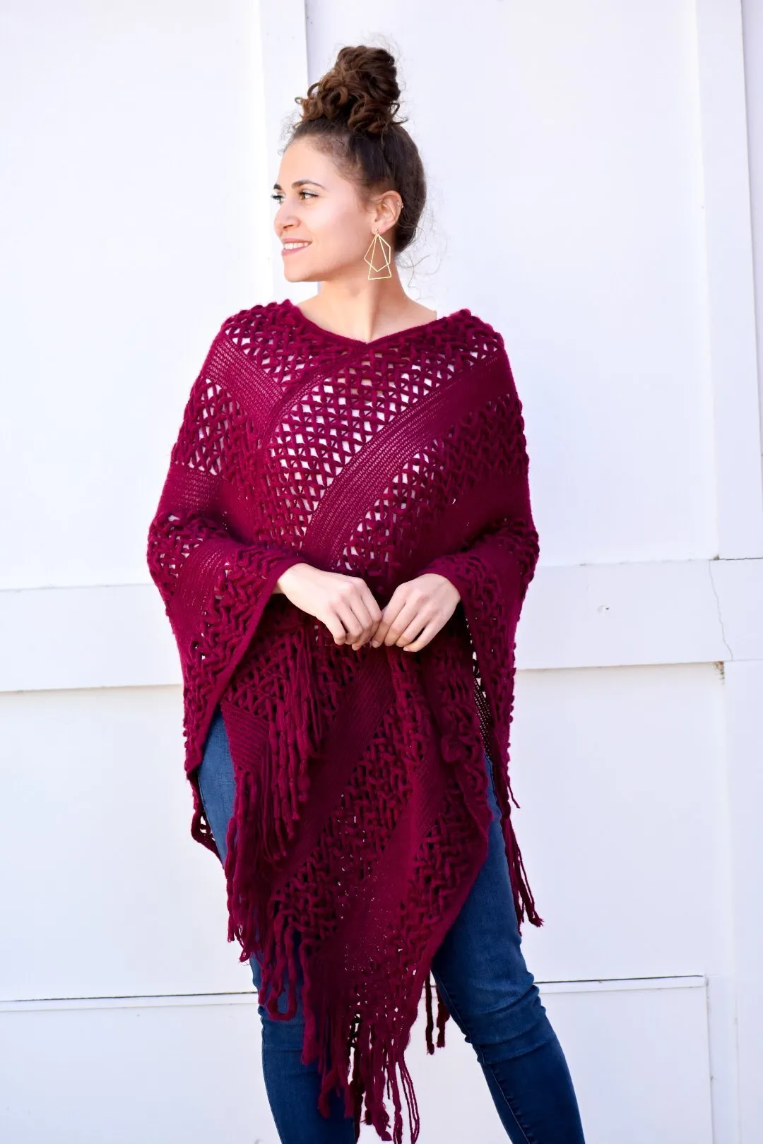 Better Burgundy Knit Poncho