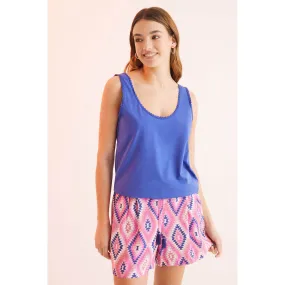 Blue Cotton Vest Top - Blue