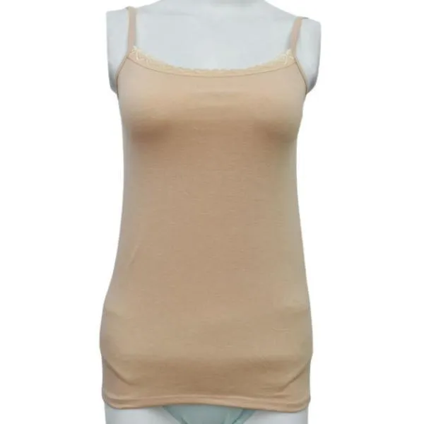 Body Hugging Stretchable Cotton Camisole With Lace For Women