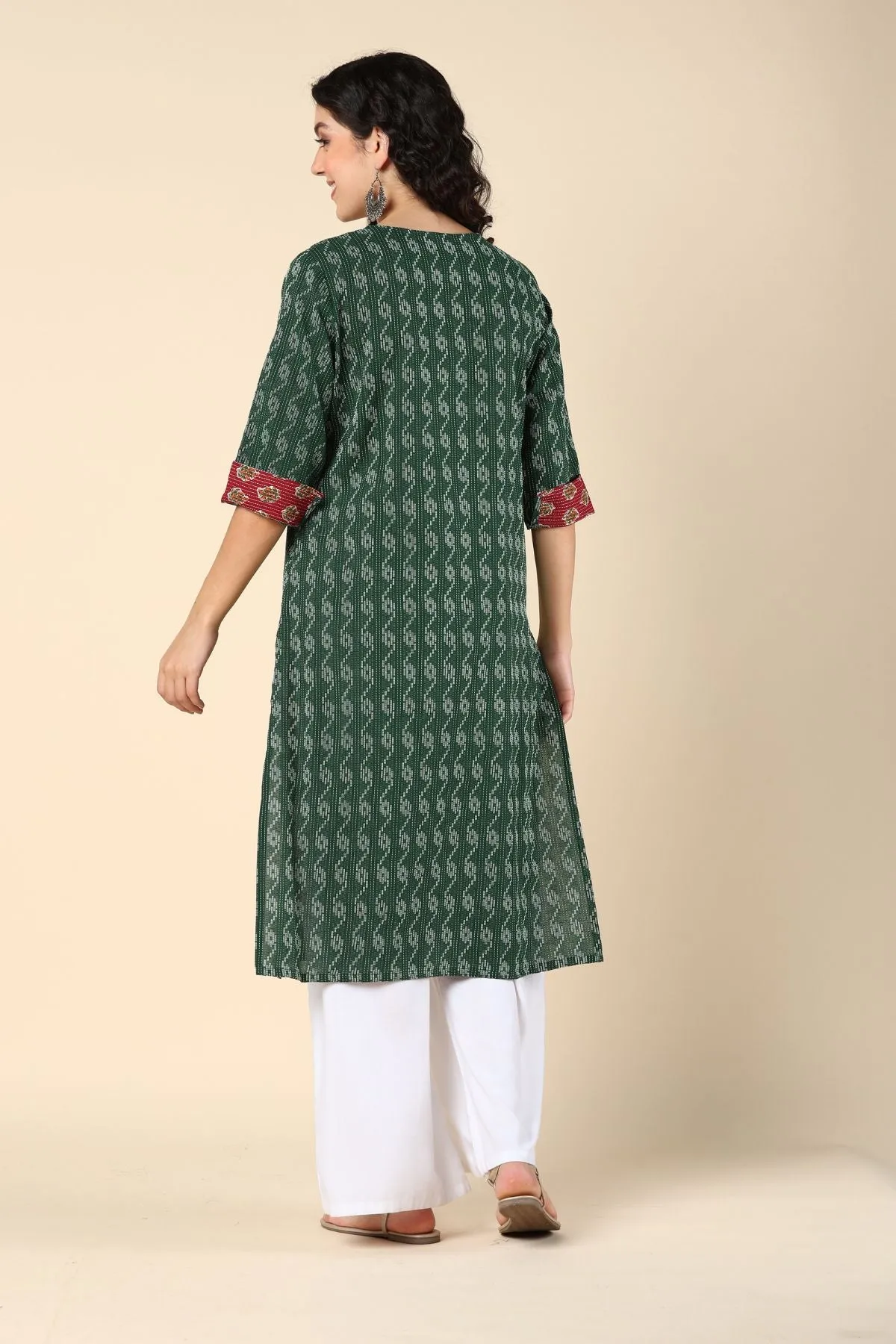 Bottle Green Feeding Kurti with Pocket