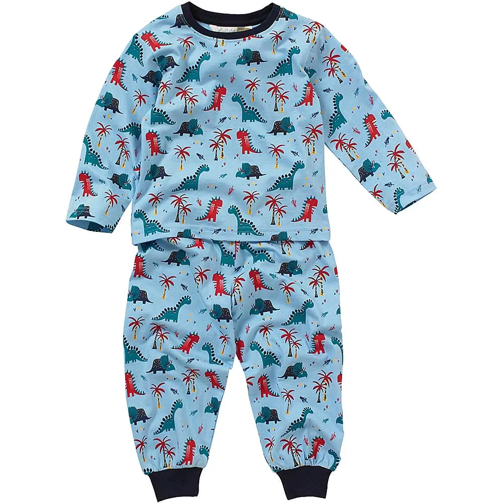 Boys Bright Blue Pattern Dinosaur Pyjamas