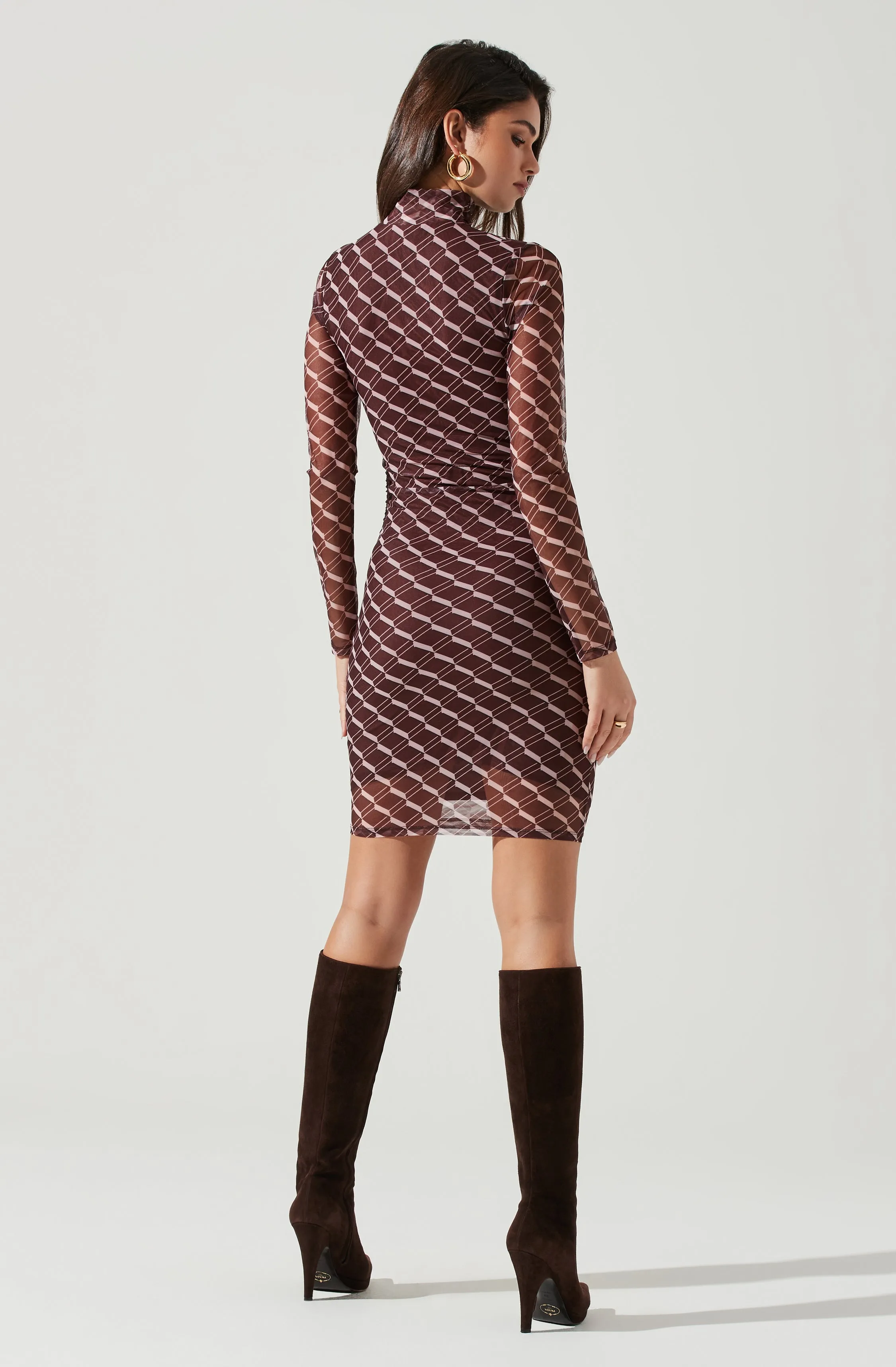 Bryn High Neck Cutout Long Sleeve Mini Dress