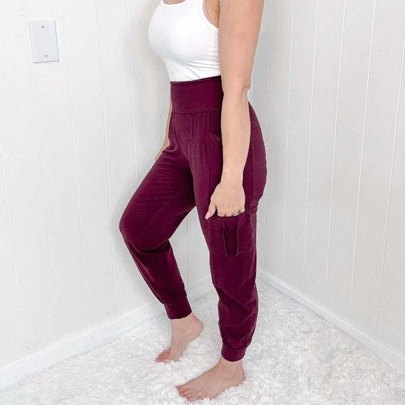 Burgundy Butter Soft Legging Cargo Jogger