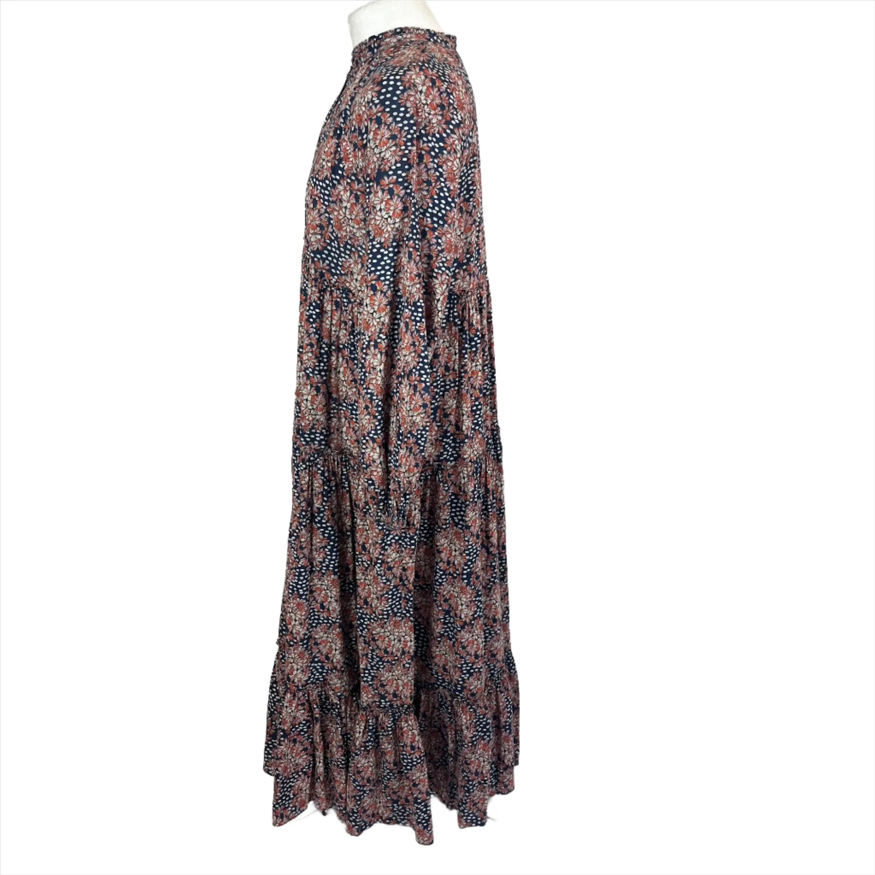 By Timo 360 Navy Floral & Dotty Print Cotton Maxi Dress S/M/L