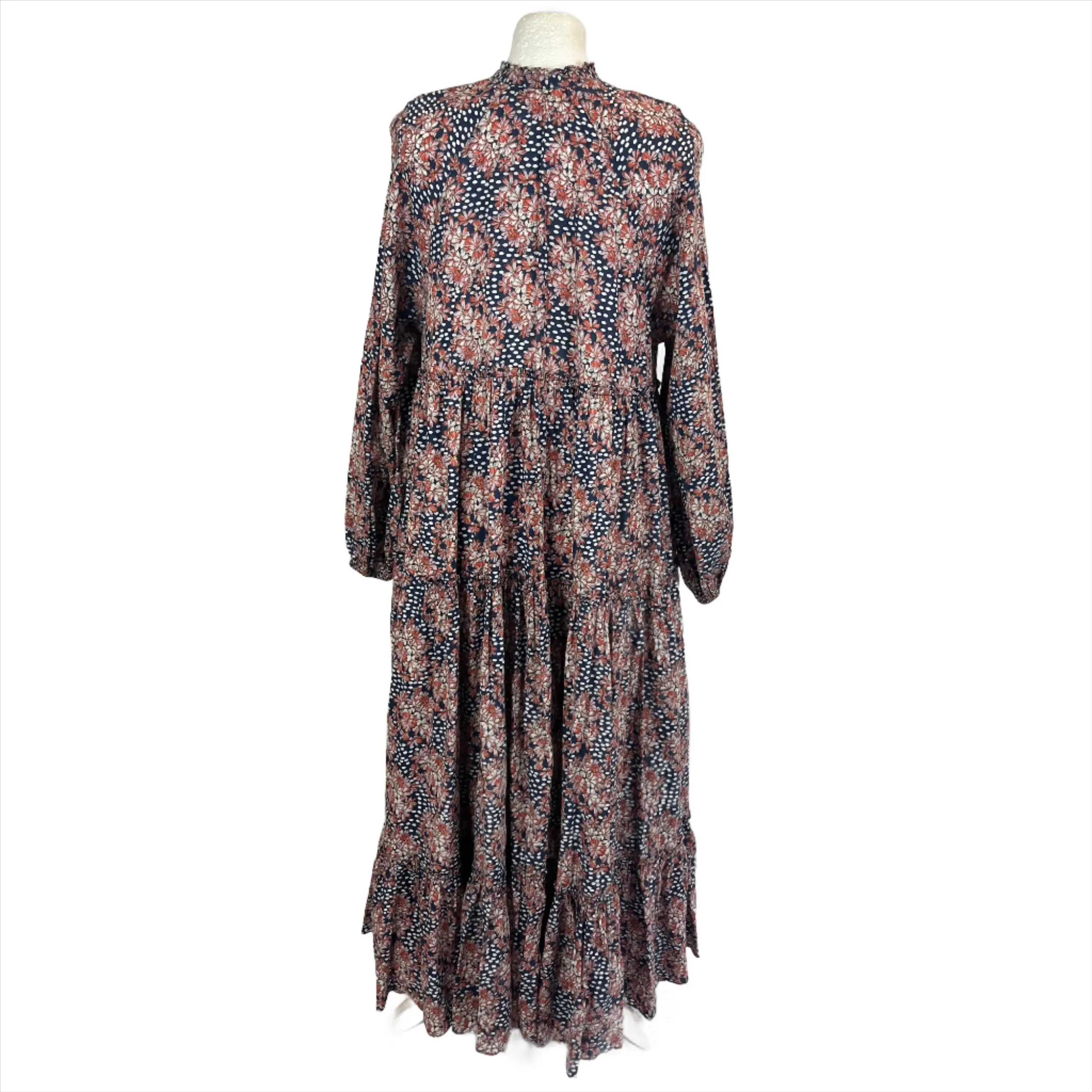 By Timo 360 Navy Floral & Dotty Print Cotton Maxi Dress S/M/L