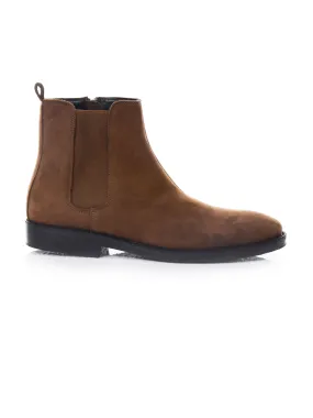 Chelsea Boots With Zipper - Brown Nubuck Leather (Crepe Sole)