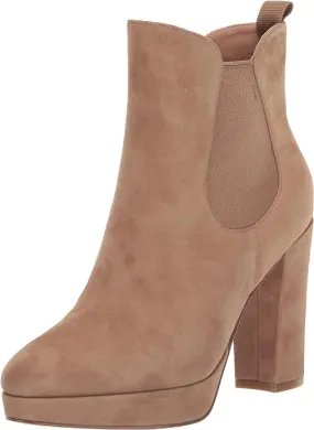 Cole Haan Remi Platform Light Whiskey Suede Almond Toe Pull On Ankle Boots