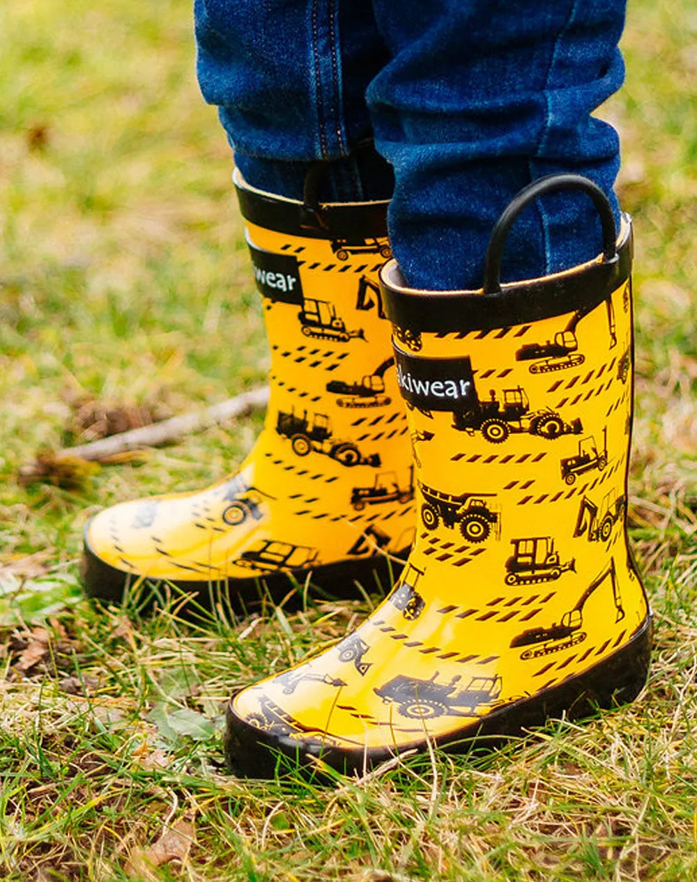 Construction Vehicles Loop Handle Rubber Rain Boots