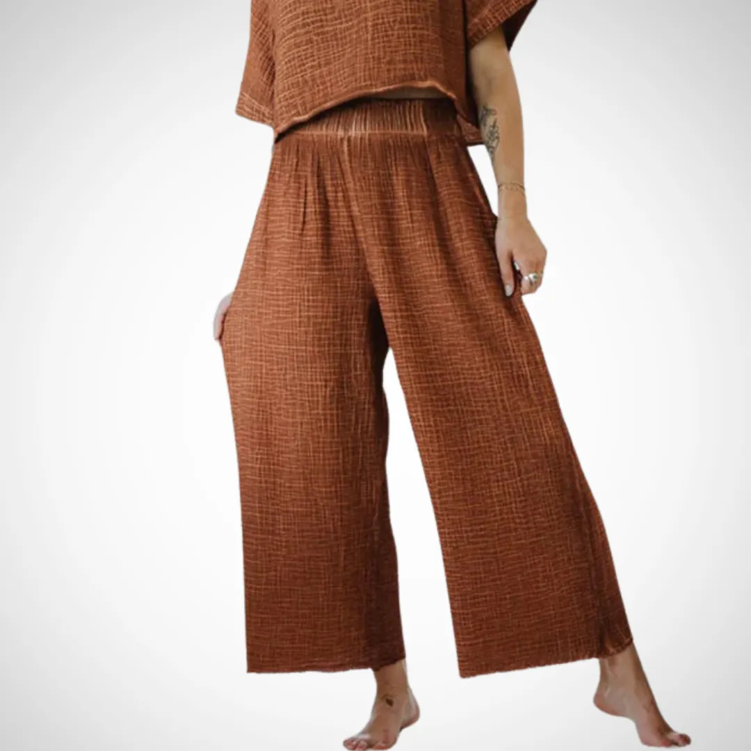 Crinkle Palazzo Pants