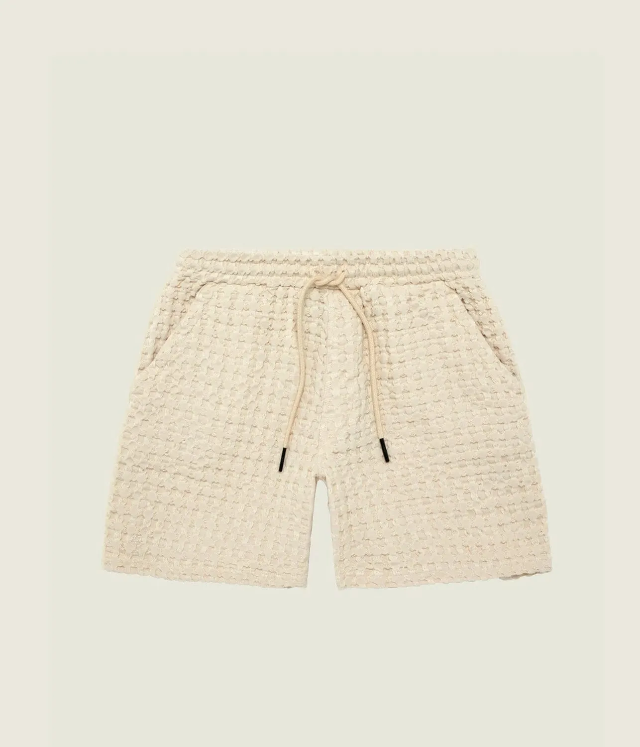 DRIZZLE WAFFLE SHORTS - ECRU