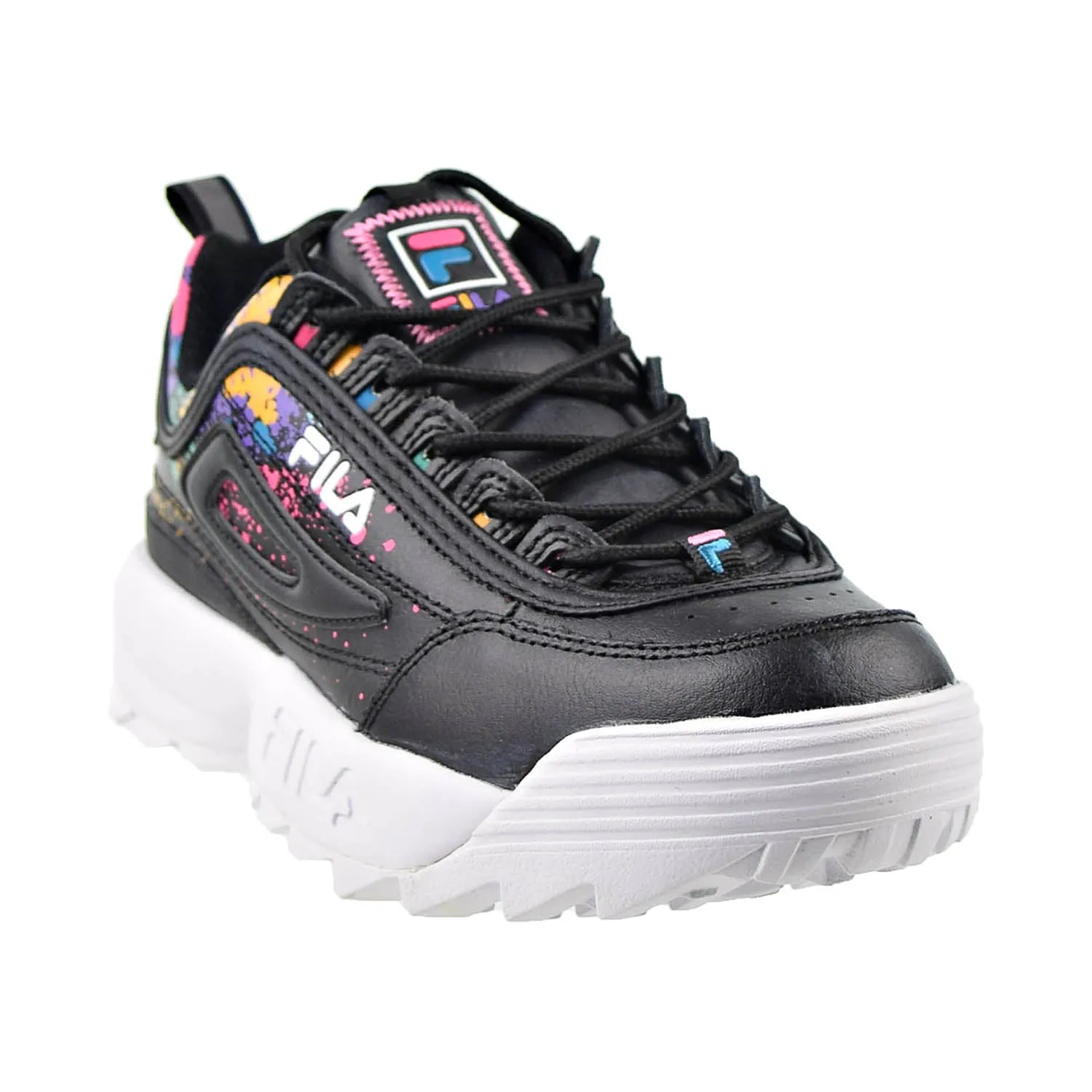 Fila Disruptor II DIY Paint Splatter Women's Shoes Black-White-Shocking Pink