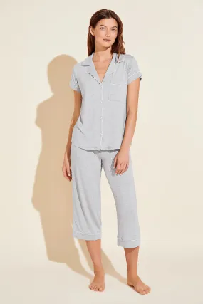 GISELE SHORT SLEEVE CROPPED PJ SET (HEATHER GREY/SORBET PINK)