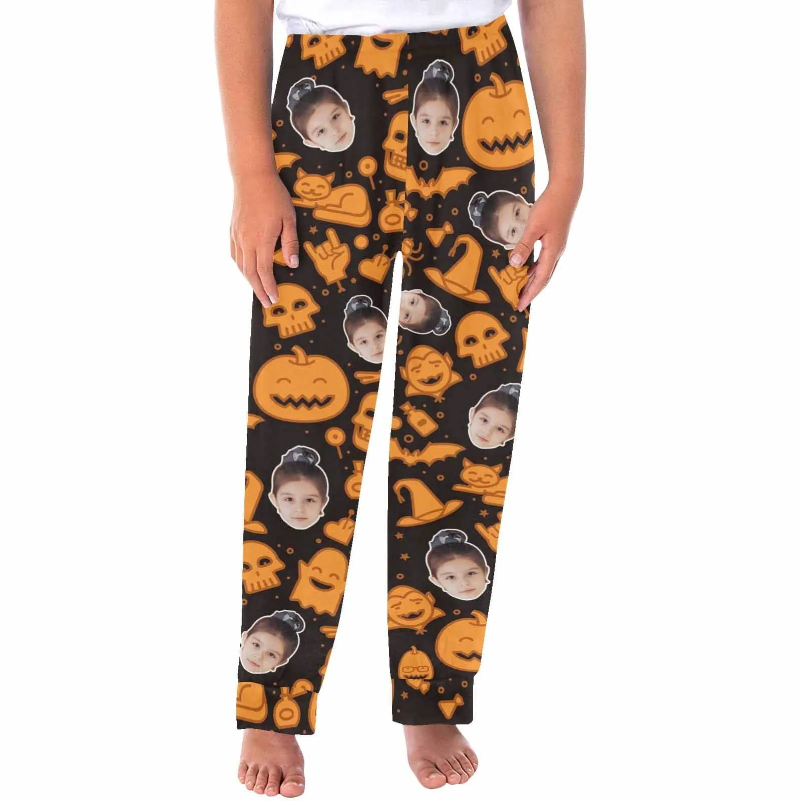 Halloween Family Matching Pajama Pants Custom Face Pumpkin Head Tracksuit Halloween Party