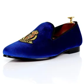 Harpelunde Men Formal Motif Velvet Loafers Handmade Wedding Shoes