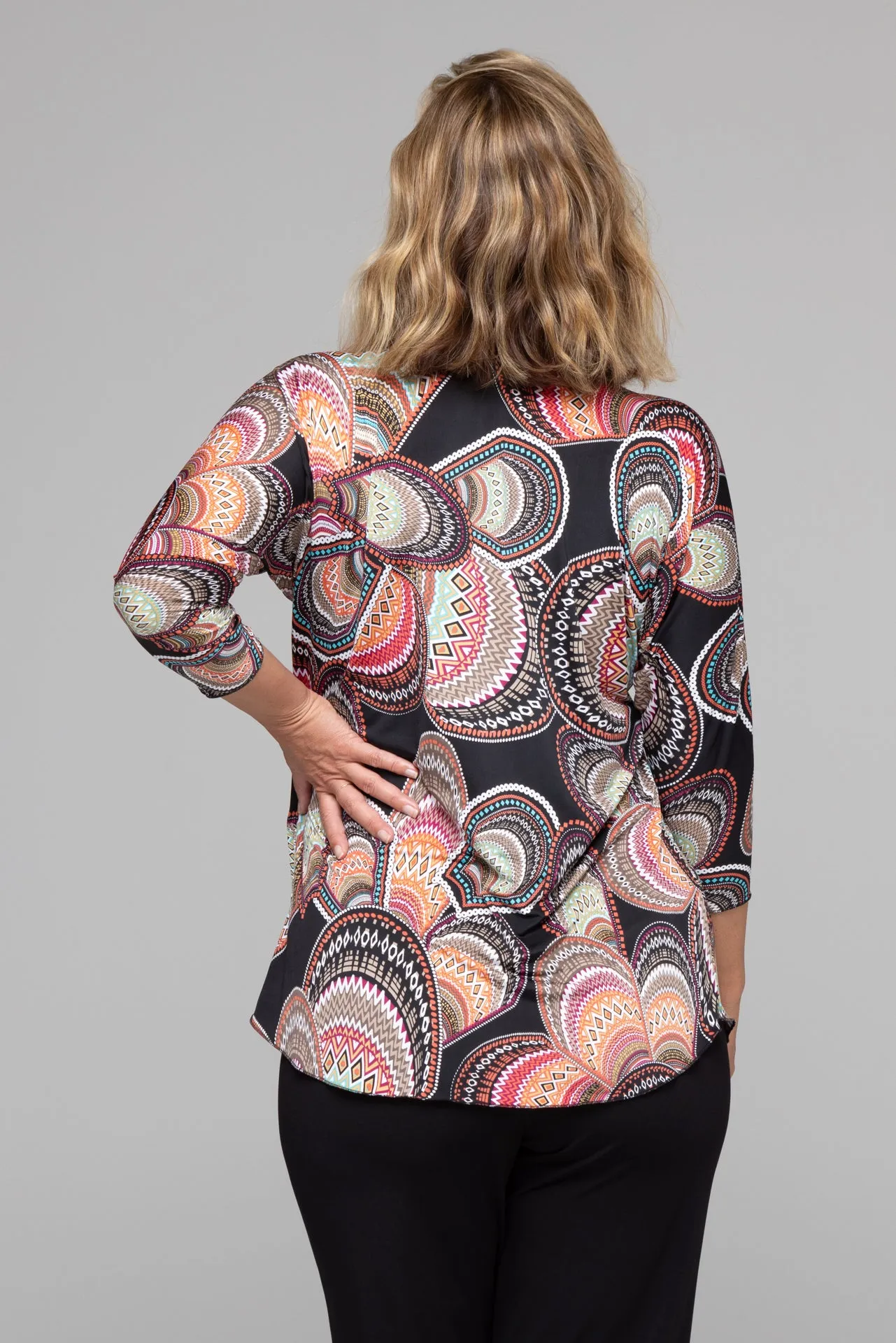 Inca Print 3/4 Sleeve Jersey Top