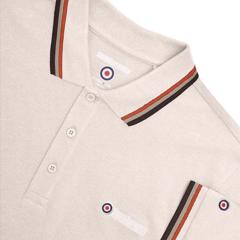 Lambretta Tipped Polo Shirt Oatmeal