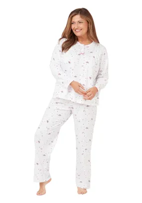 Long Sleeve Cotton Round Neck Pj - Pink