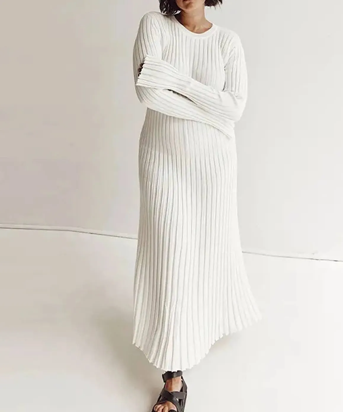 Long Sleeve Knitted Long Maxi Dress