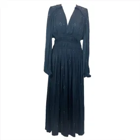 Maje Navy Silky Stud Detail Maxi Dress M