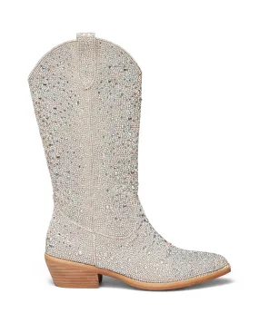 Majesty Cowboy Boot Silver Rhinestones