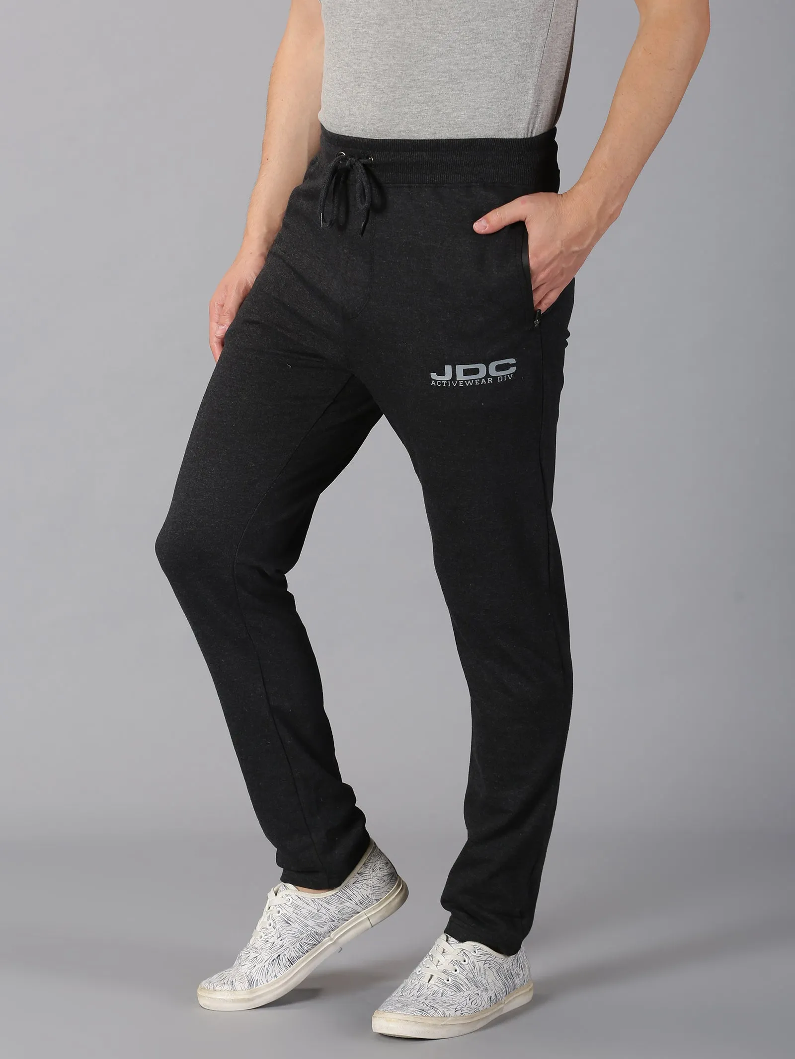 MEN'S BLACK SOLID SLIM FIT TRACK PANT