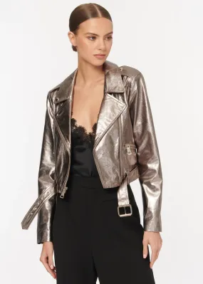 Metallic Fog Kali Leather Jacket