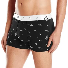 note white black print Men's Boxer Briefs w/ Custom Waistband (Merged Design) (Model L10)