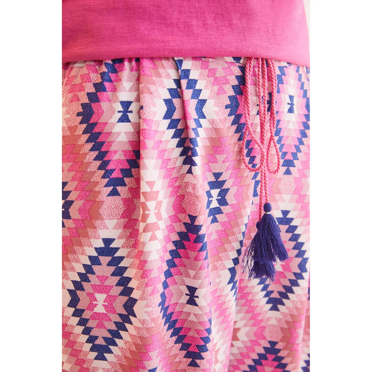 Pink Ethnic Print Long Trousers