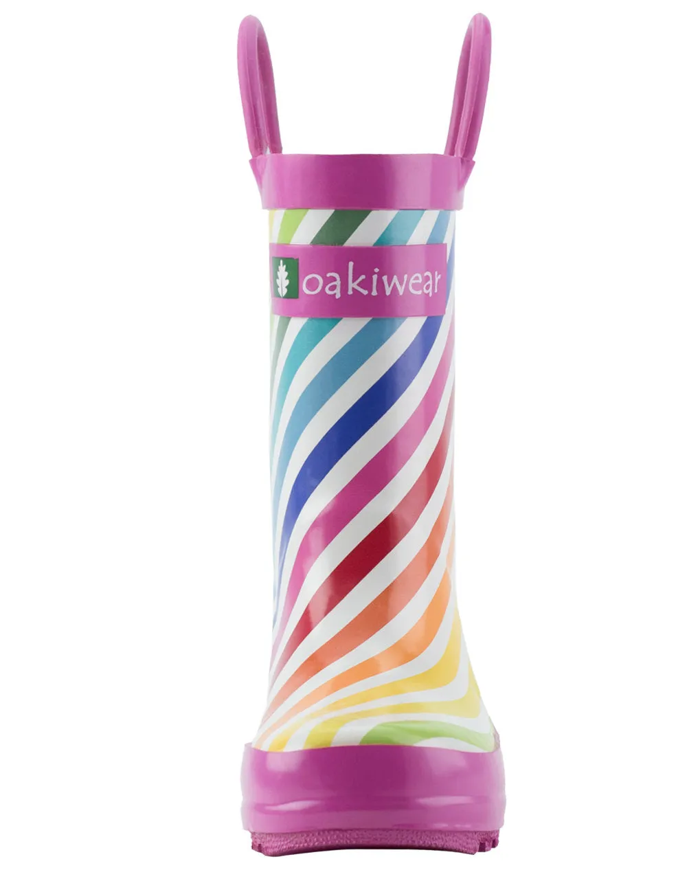 Rainbow Stripes Loop Handle Rubber Rain Boots