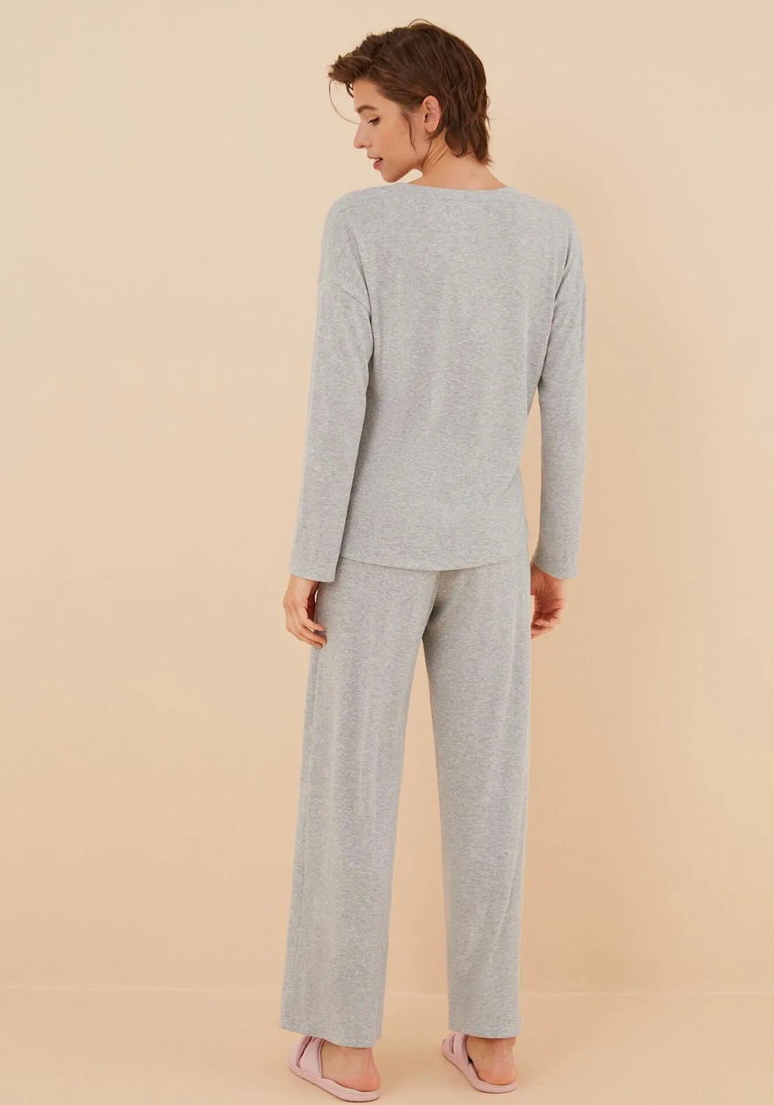 Ribbed Pyjama Set - Grey