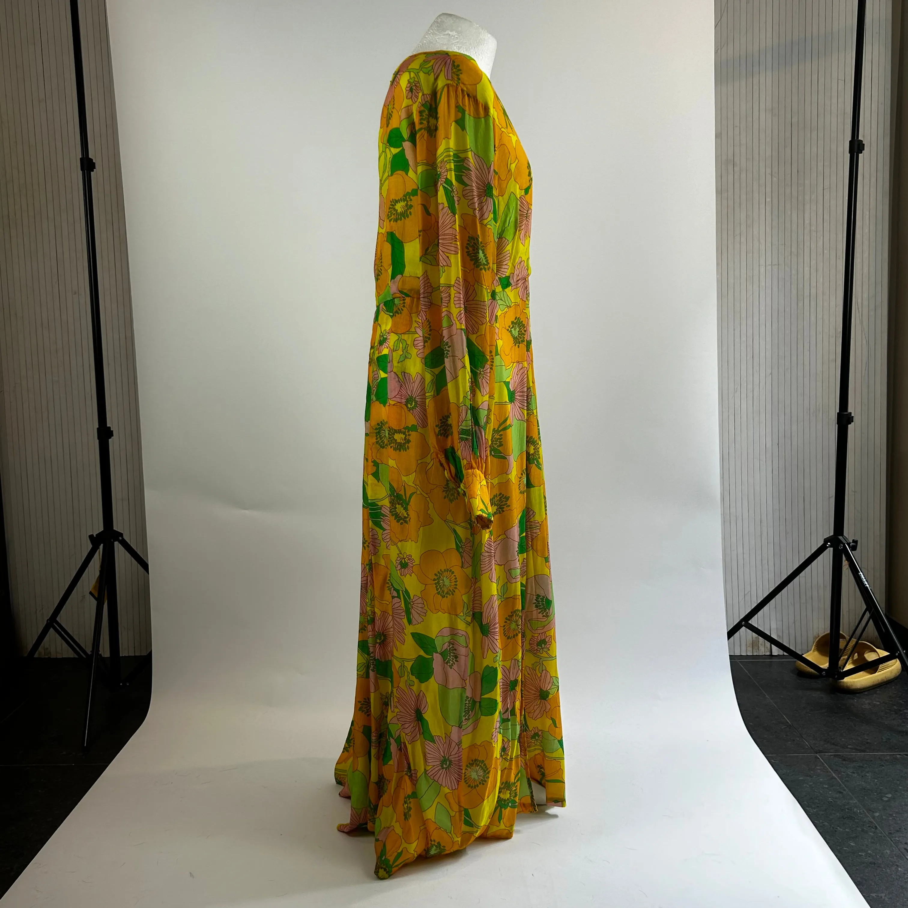 Rixo Brand New Acid Brights Floral Emma Maxi Dress XL