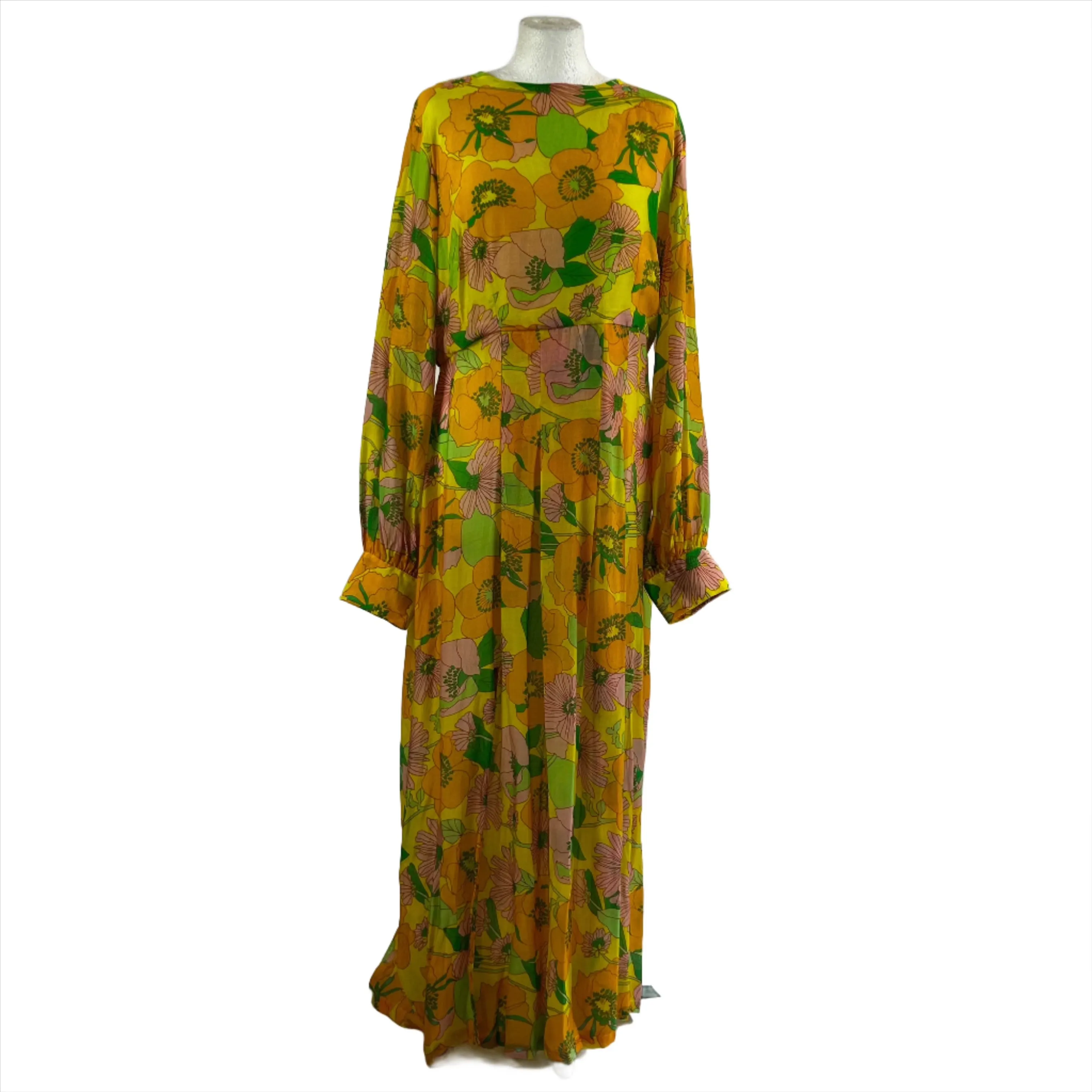 Rixo Brand New Acid Brights Floral Emma Maxi Dress XL