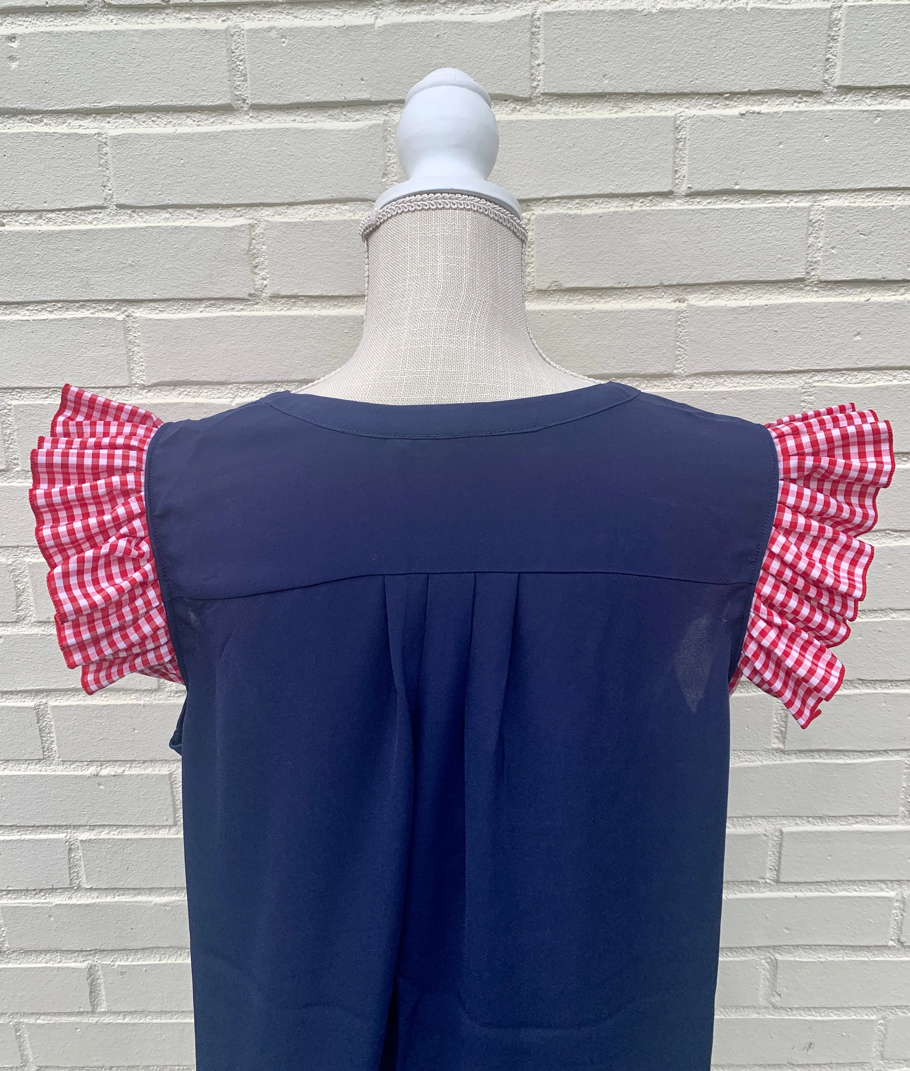 SALE - S, M, L & XL - Cyndi Gingham Ruffle Tunic (Cyndi02) - *FINAL SALE*