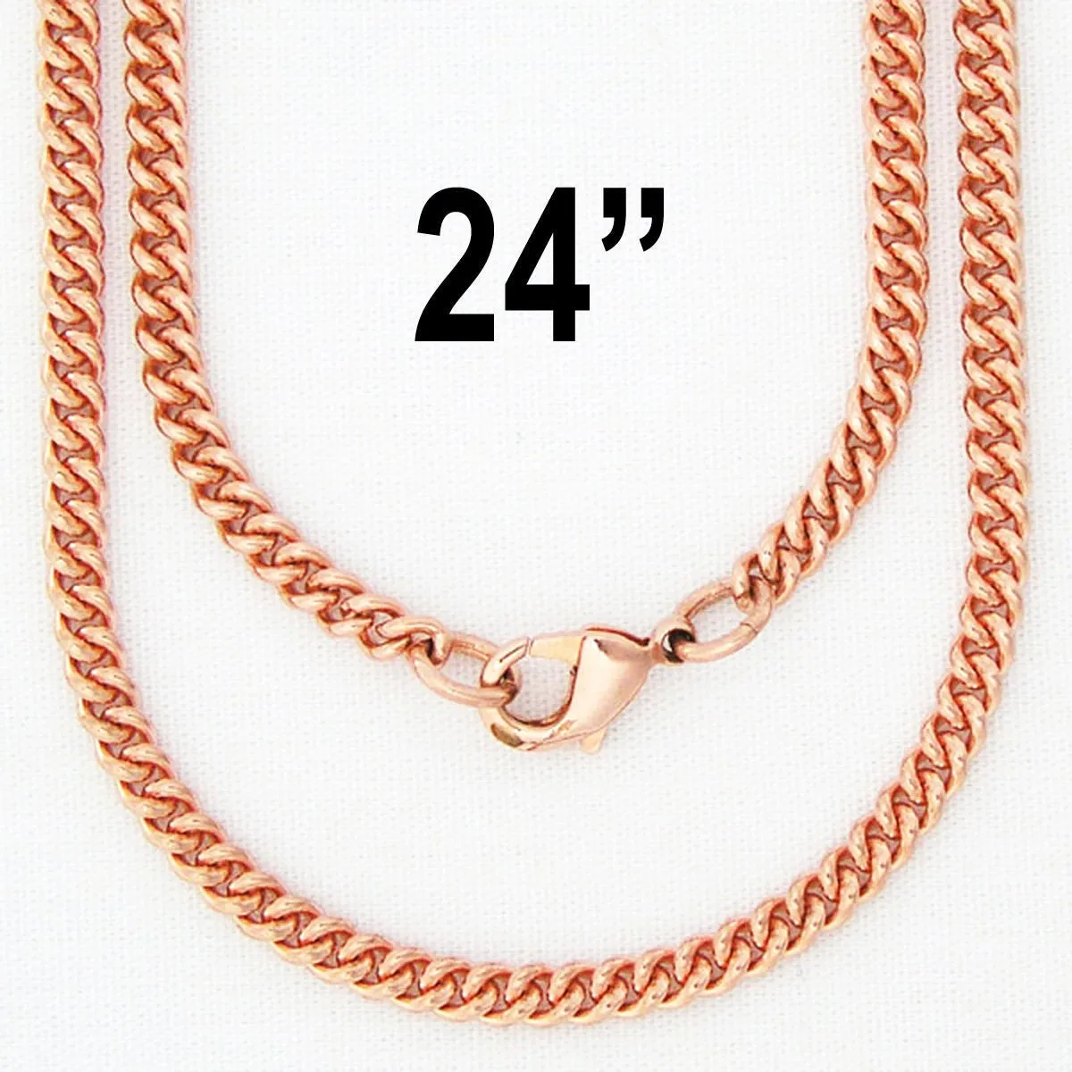 Solid Copper Necklace Chain Fine 3mm Cuban Curb Chain Necklace NC71 Solid Copper Chain Necklace 24